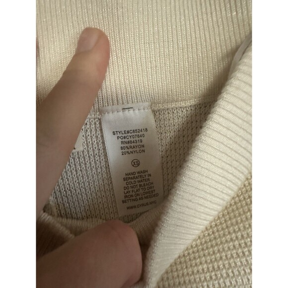 NWT Cyrus Women's Knit Pants Size XS White/Cream Waffle Pattern Joggers Fall - Picture 6 of 8